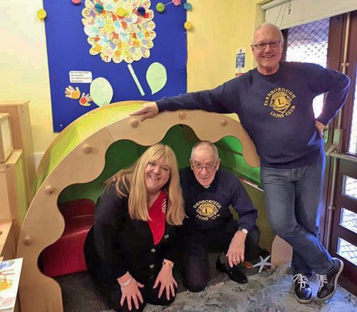 Farnborough Lions at the presenttion of the ne 'Den' at Acornwood Pre School