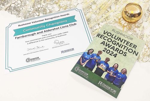 The Community Champions Award Certificate.