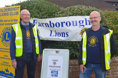 2 Farnborough & Aldershot Lions welcoming men from Rushmoor to the screening event